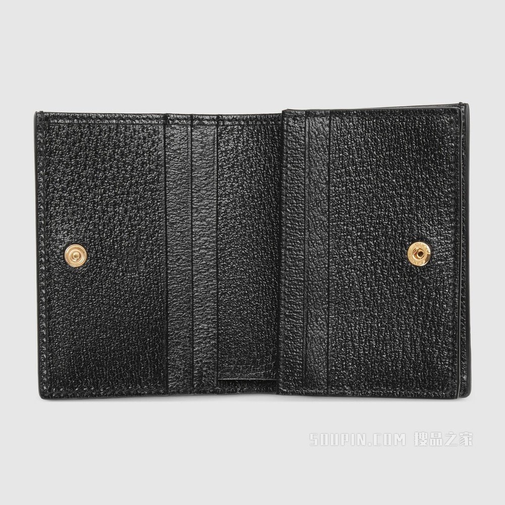 GG Marmont系列浆果印花卡包 黑色皮革