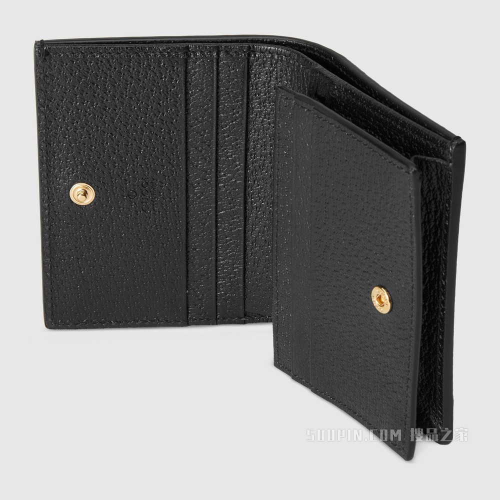 GG Marmont系列浆果印花卡包 黑色皮革