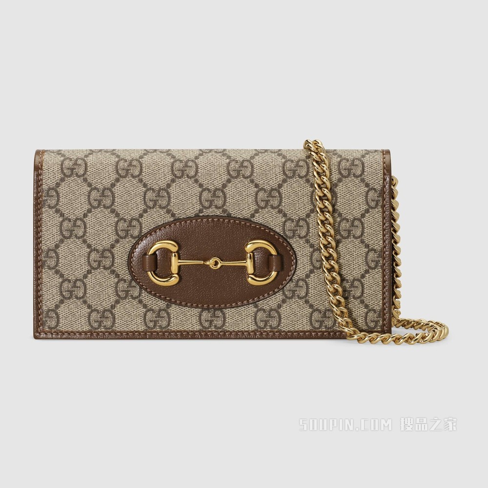 Gucci 马衔扣1955系列链带钱包 GG Supreme帆布