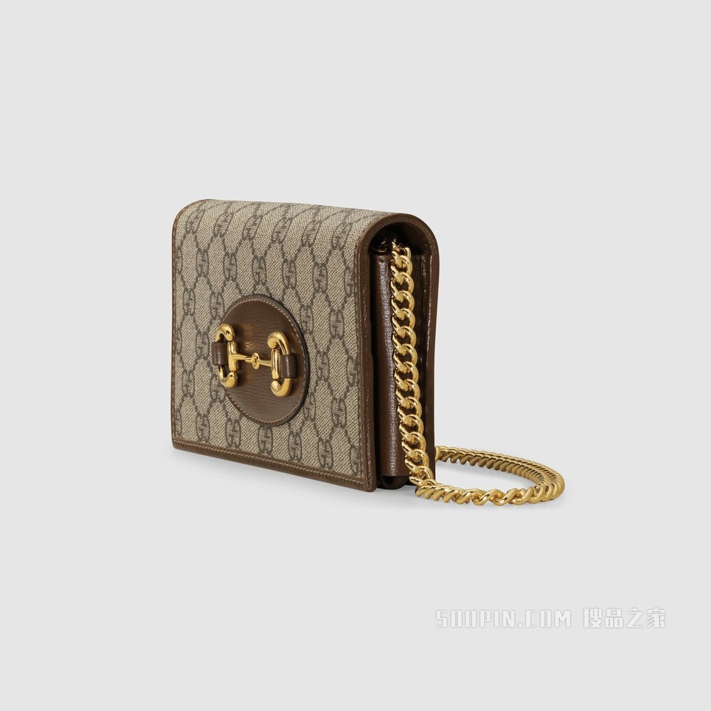 Gucci 马衔扣1955系列链带钱包 GG Supreme帆布