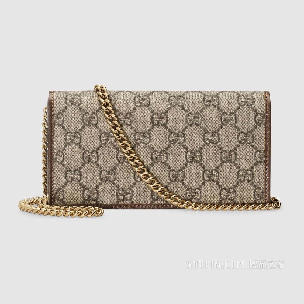 Gucci 马衔扣1955系列链带钱包 GG Supreme帆布