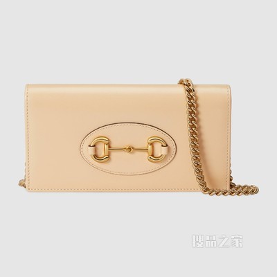 Gucci 马衔扣1955系列链带钱包 米色皮革