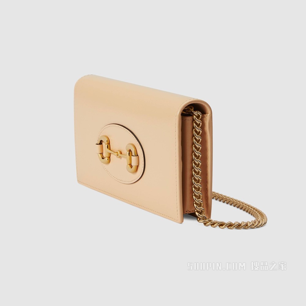 Gucci 马衔扣1955系列链带钱包 米色皮革