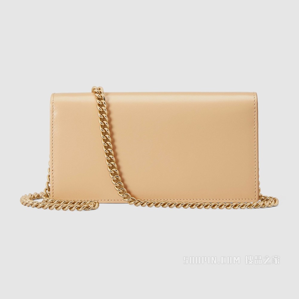 Gucci 马衔扣1955系列链带钱包 米色皮革