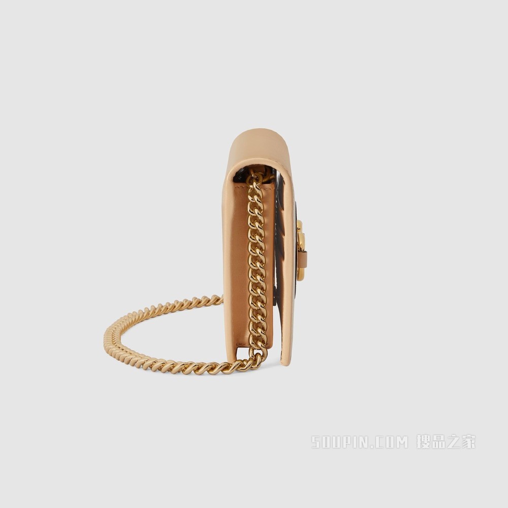 Gucci 马衔扣1955系列链带钱包 米色皮革