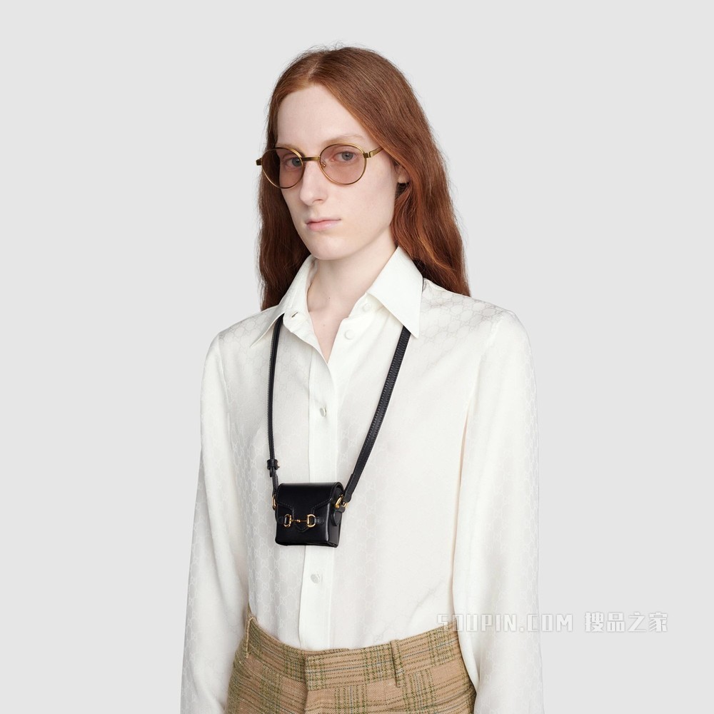 Gucci 马衔扣1955 Airpods保护套 黑色皮革