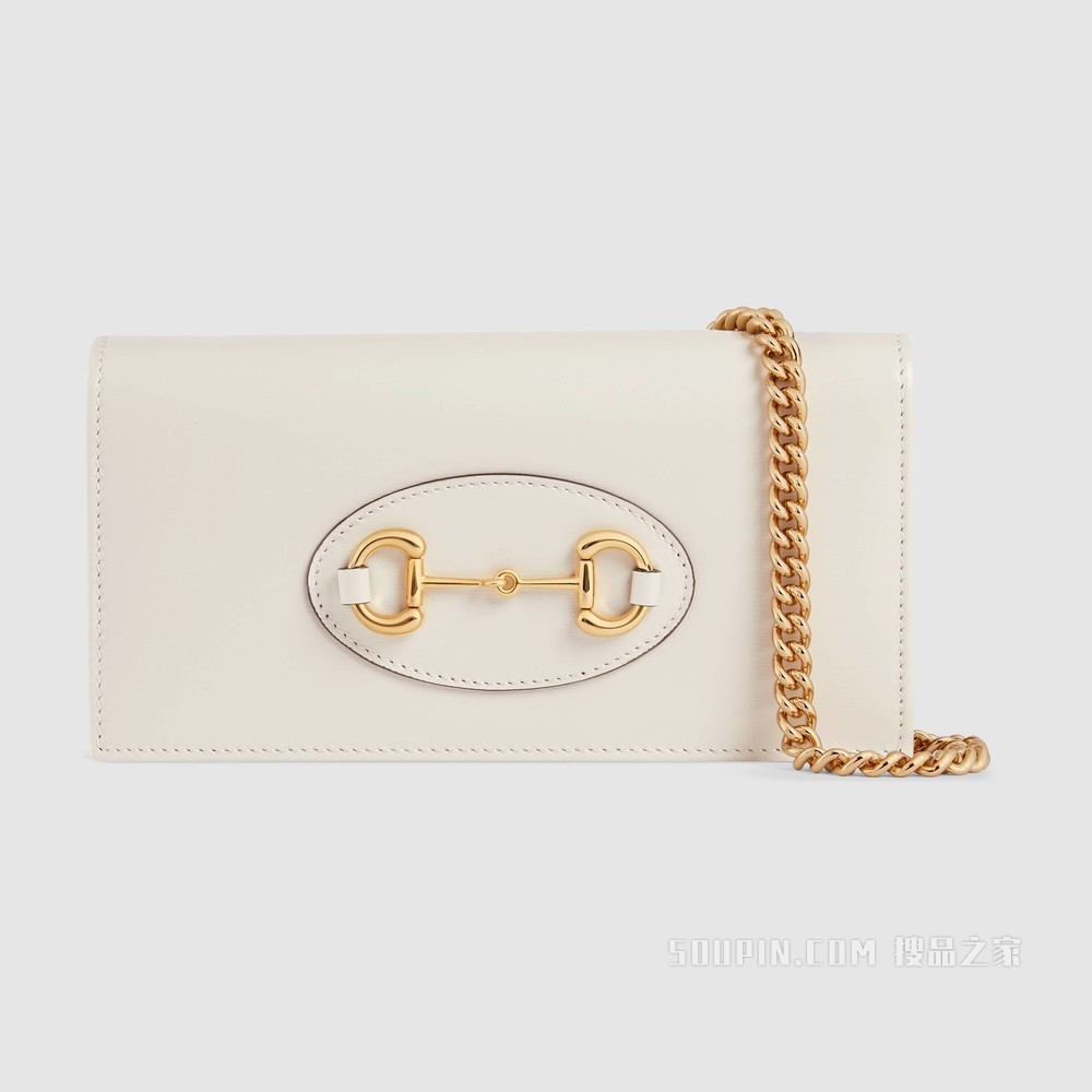 Gucci 马衔扣1955系列链带钱包 白色皮革