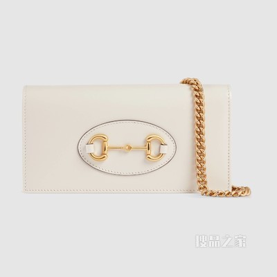 Gucci 马衔扣1955系列链带钱包 白色皮革