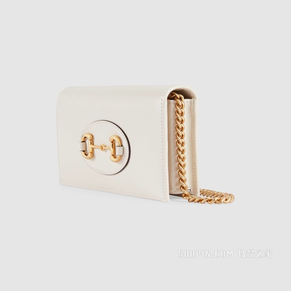 Gucci 马衔扣1955系列链带钱包 白色皮革