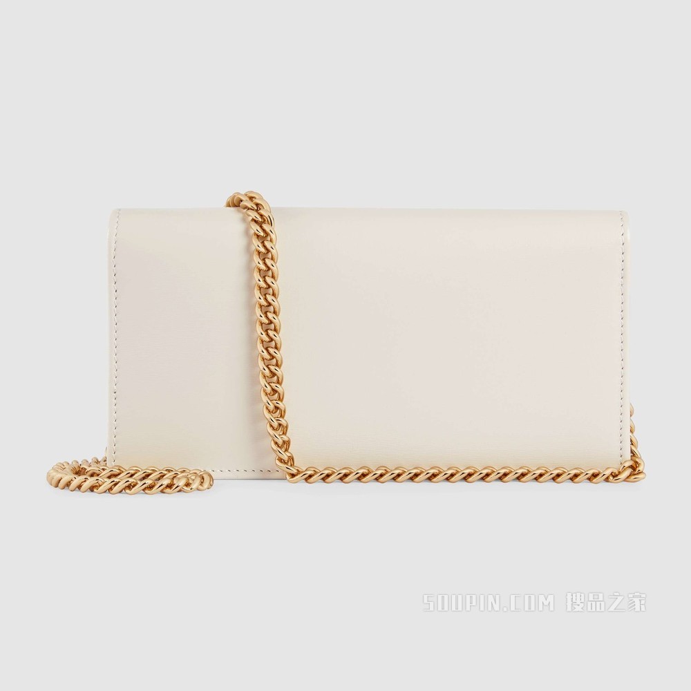 Gucci 马衔扣1955系列链带钱包 白色皮革