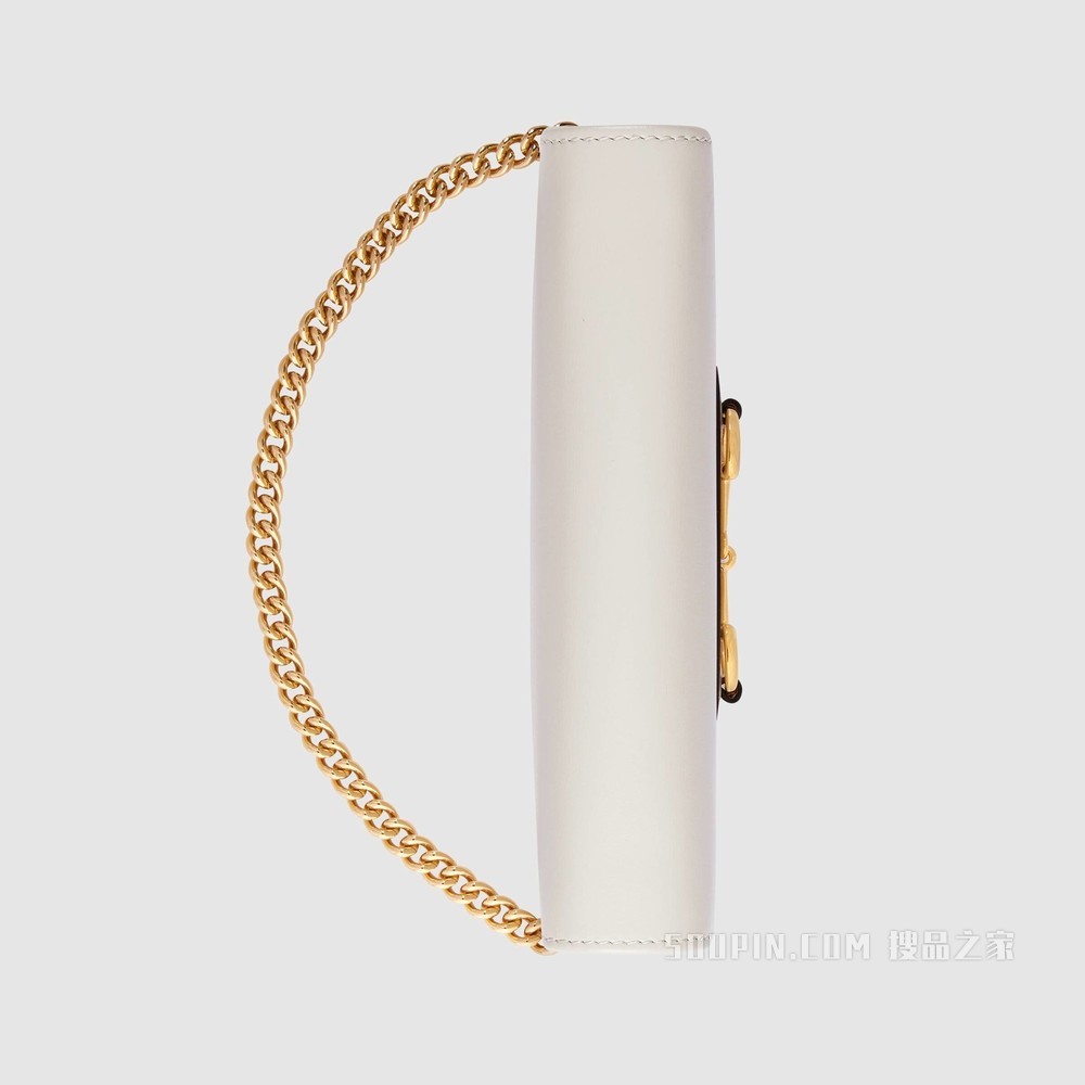 Gucci 马衔扣1955系列链带钱包 白色皮革