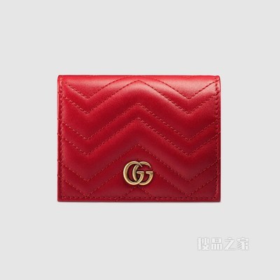 GG Marmont系列卡包 芙蓉红皮革