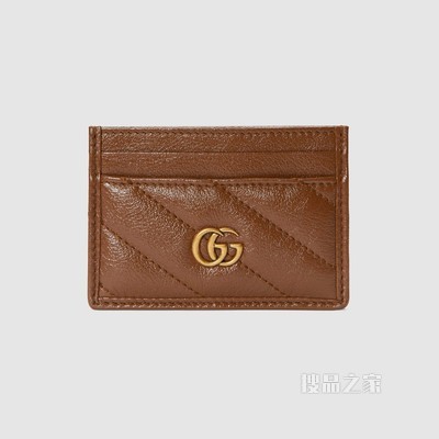GG Marmont系列绗缝卡片夹 棕色皮革