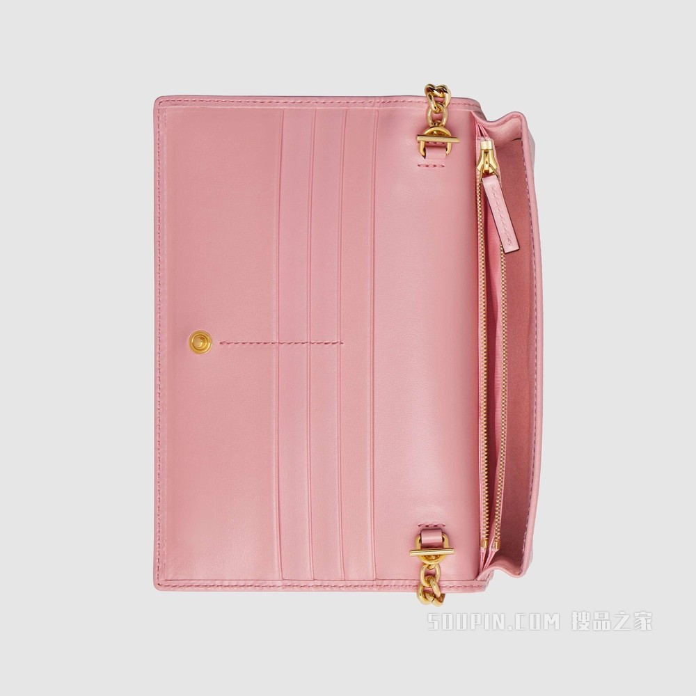 Gucci 马衔扣1955系列蟒蛇皮链带钱包 原色