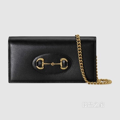 Gucci 马衔扣1955系列链带钱包 黑色皮革