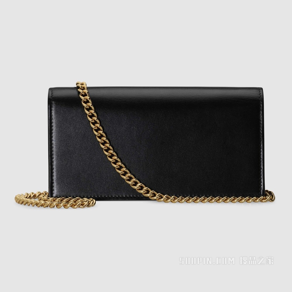 Gucci 马衔扣1955系列链带钱包 黑色皮革