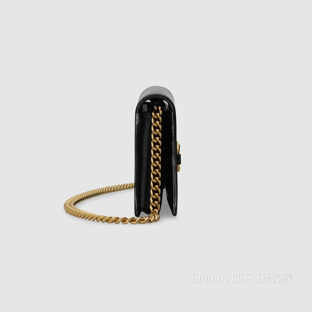 Gucci 马衔扣1955系列链带钱包 黑色皮革