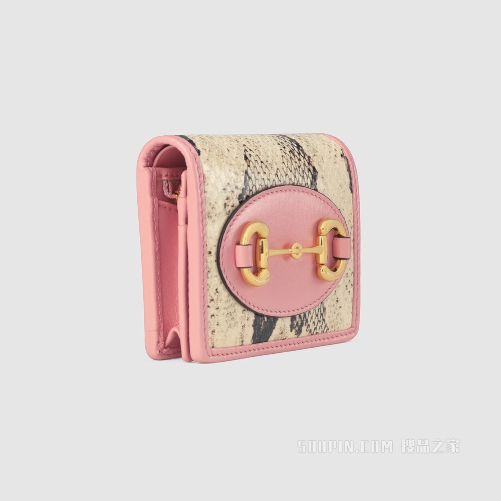 Gucci 马衔扣1955系列蟒蛇皮钱包 原色