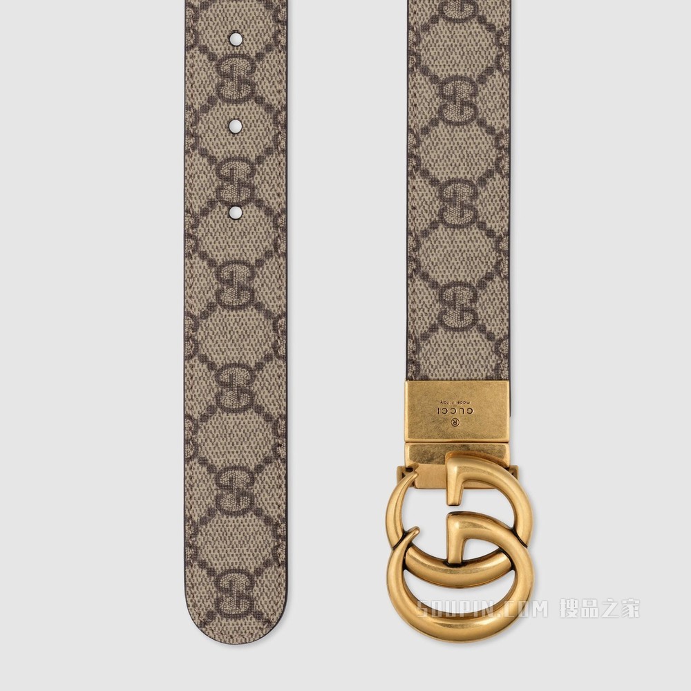 双G带扣双面腰带 棕色皮革