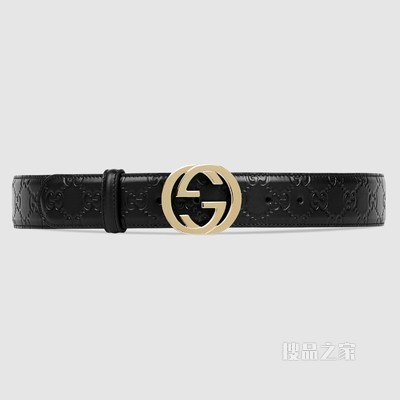 Gucci Signature皮革腰带 黑色Gucci Signature