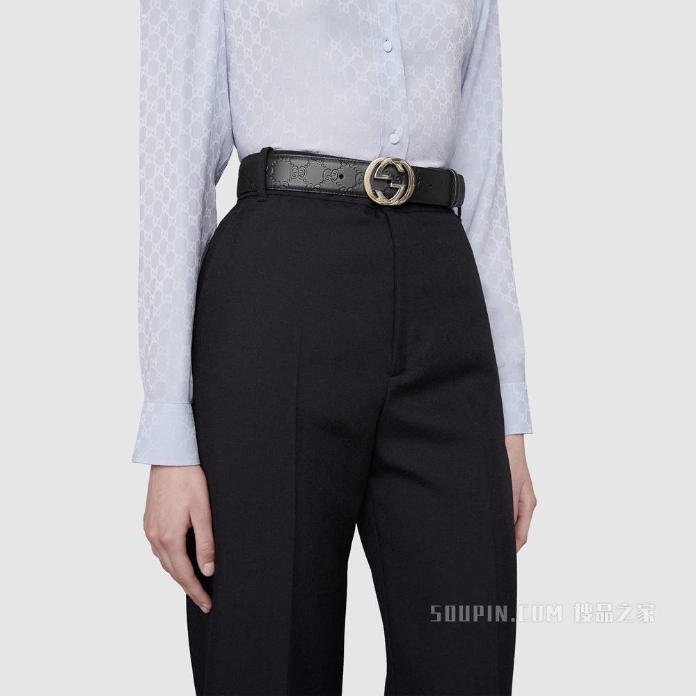 Gucci Signature皮革腰带 黑色Gucci Signature