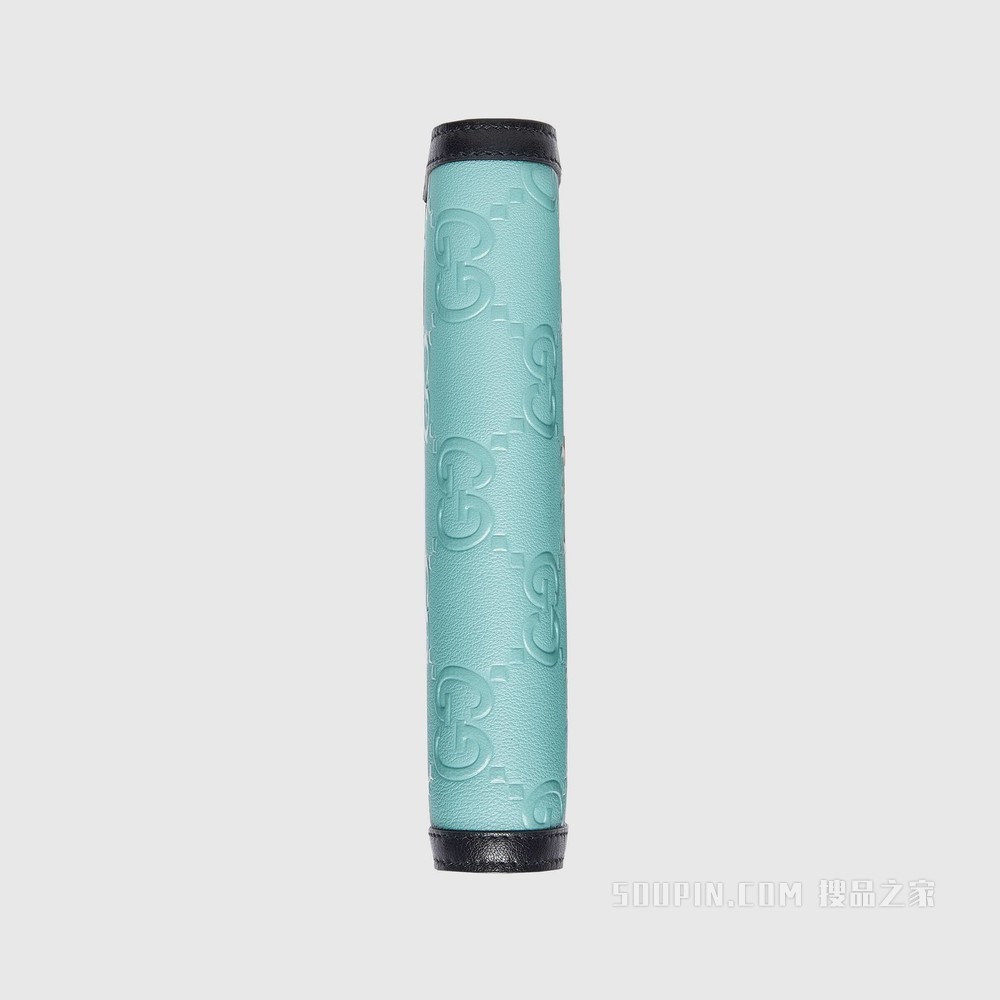 GG链带钱包 浅蓝色皮革