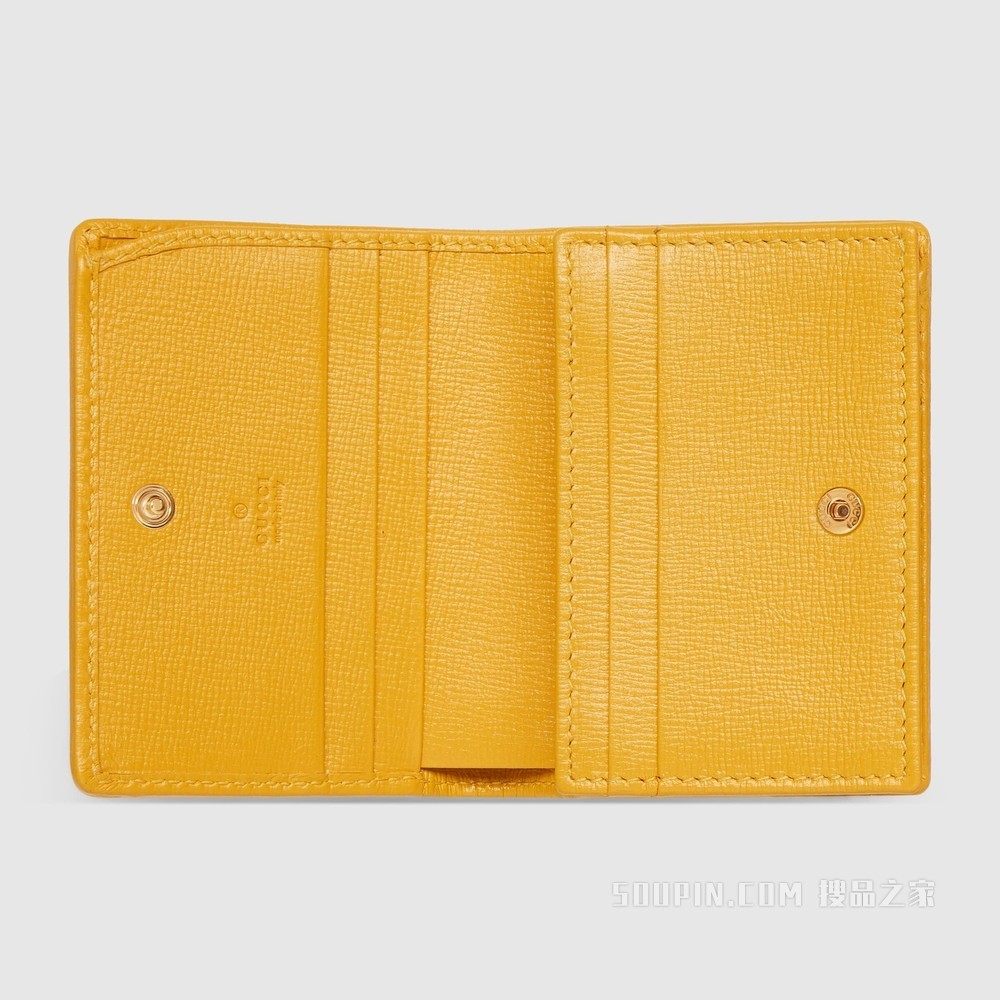 Gucci 马衔扣1955系列卡包 橙色和蓝色皮革