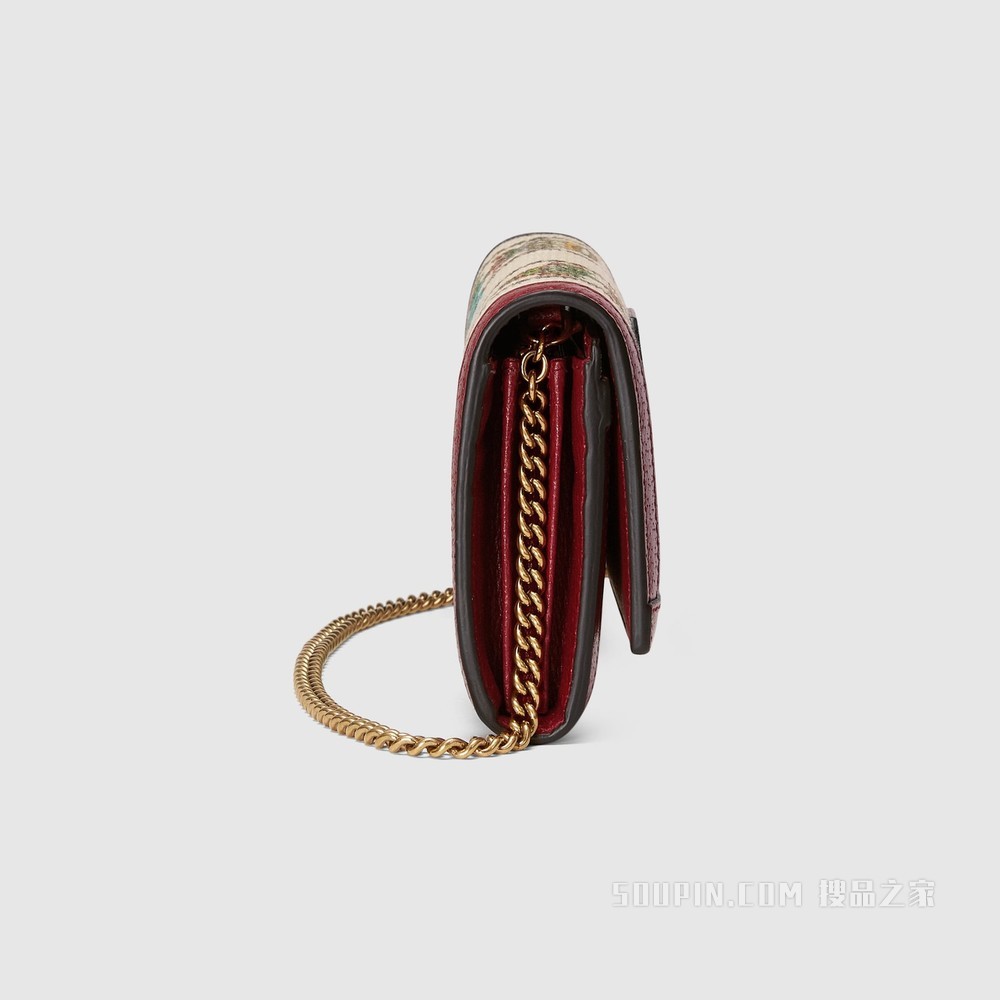 Gucci 100特别系列链带钱包 象牙白色提花