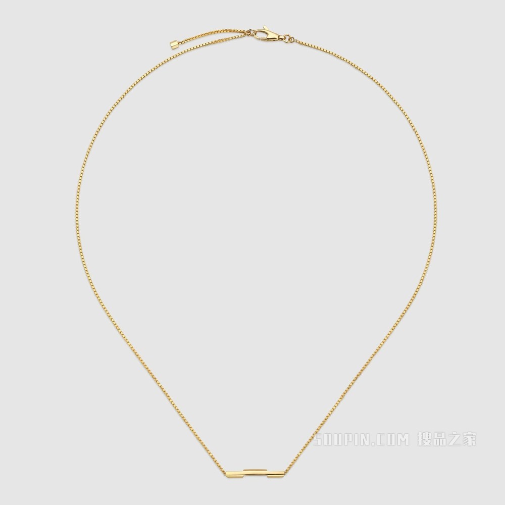 Gucci Link to Love系列“Gucci”长条吊坠项链 18K黄金