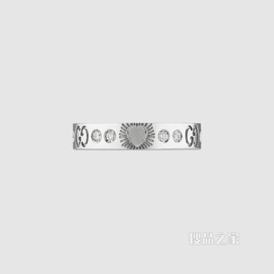 Icon系列18K白金爱心镶钻戒指 白金