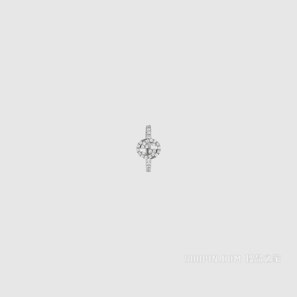 互扣式双G 18K白金单边耳环 白金