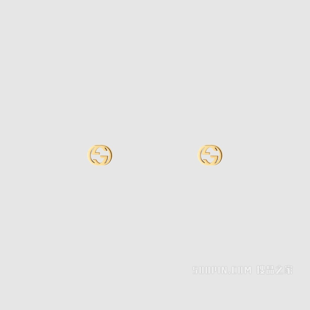 互扣式双G黄金耳环 18K黄金