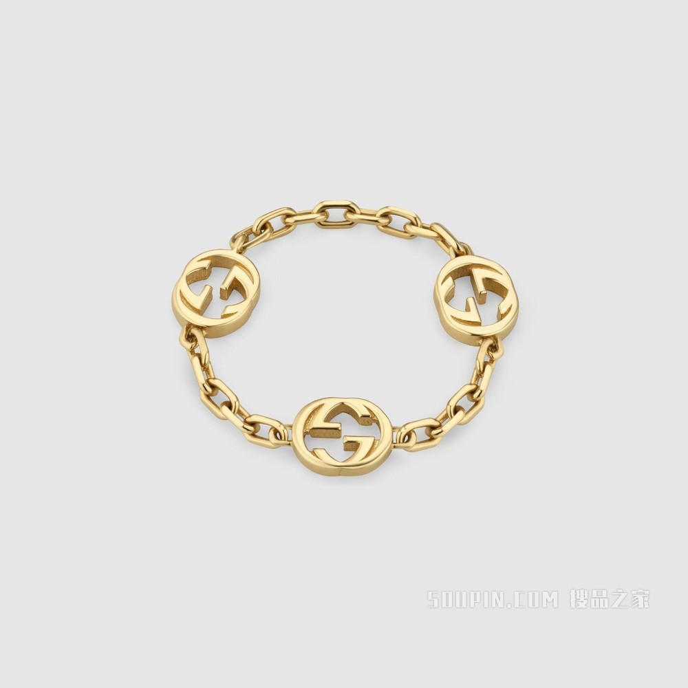 互扣式双G戒指 18K黄金