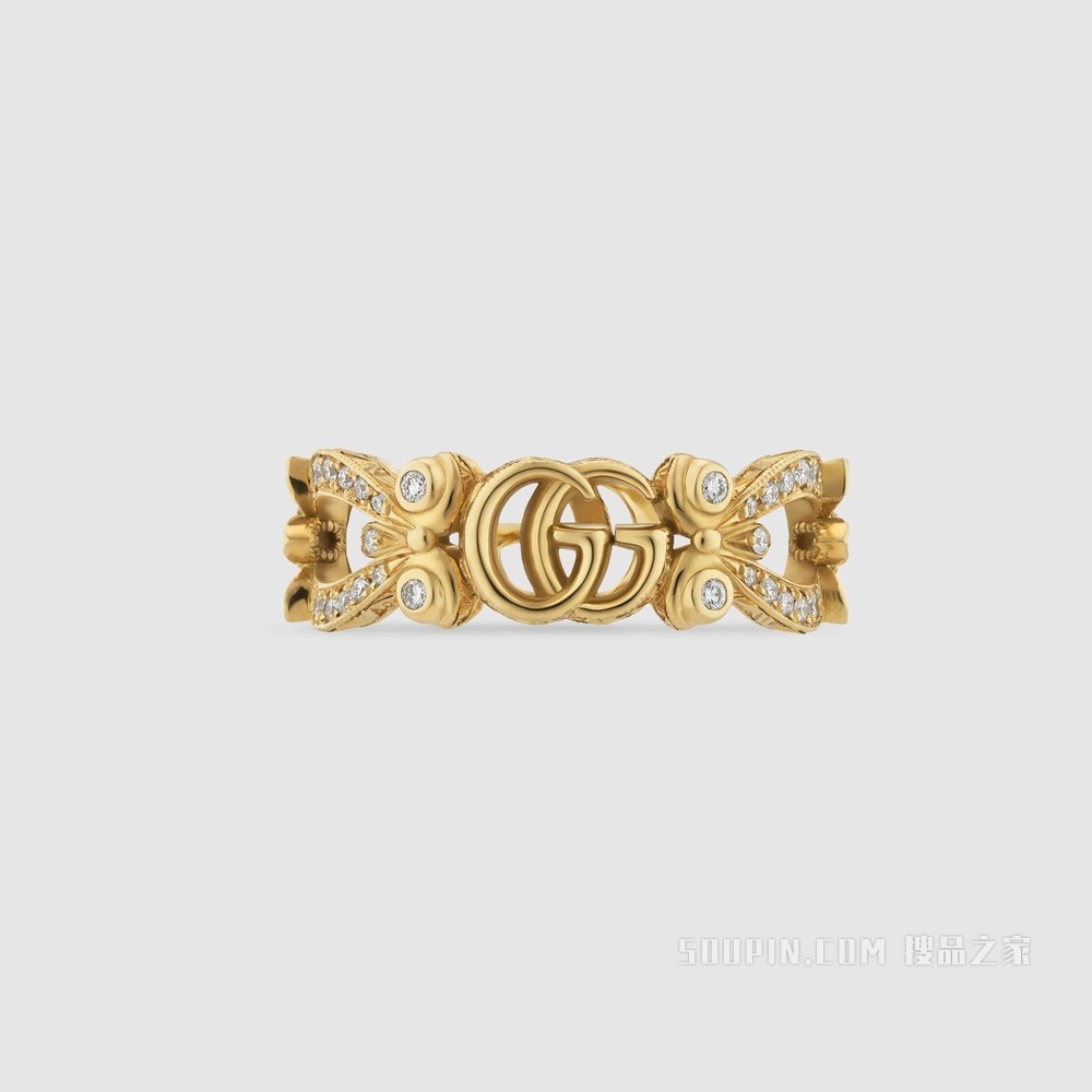 Gucci花卉造型18K黄金钻石戒指 18K黄金