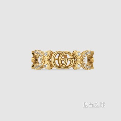 Gucci花卉造型18K黄金钻石戒指 18K黄金