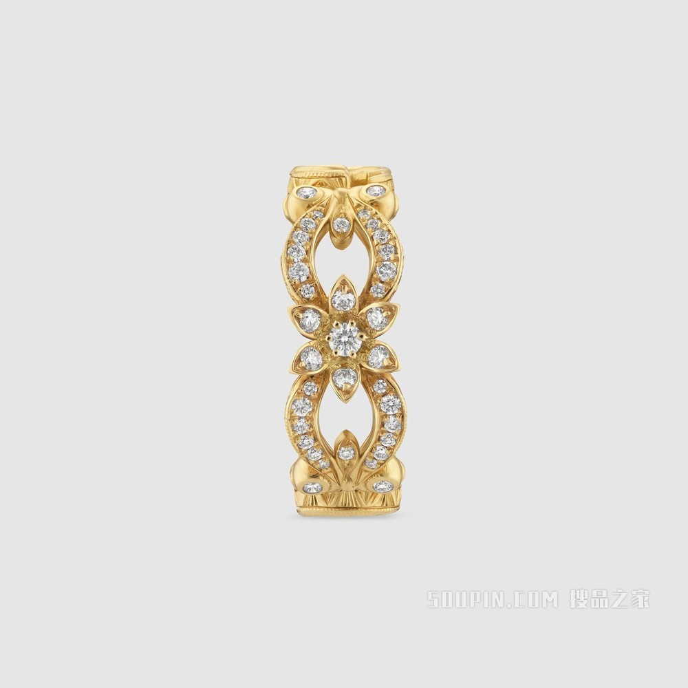 Gucci花卉造型18K黄金钻石戒指 18K黄金
