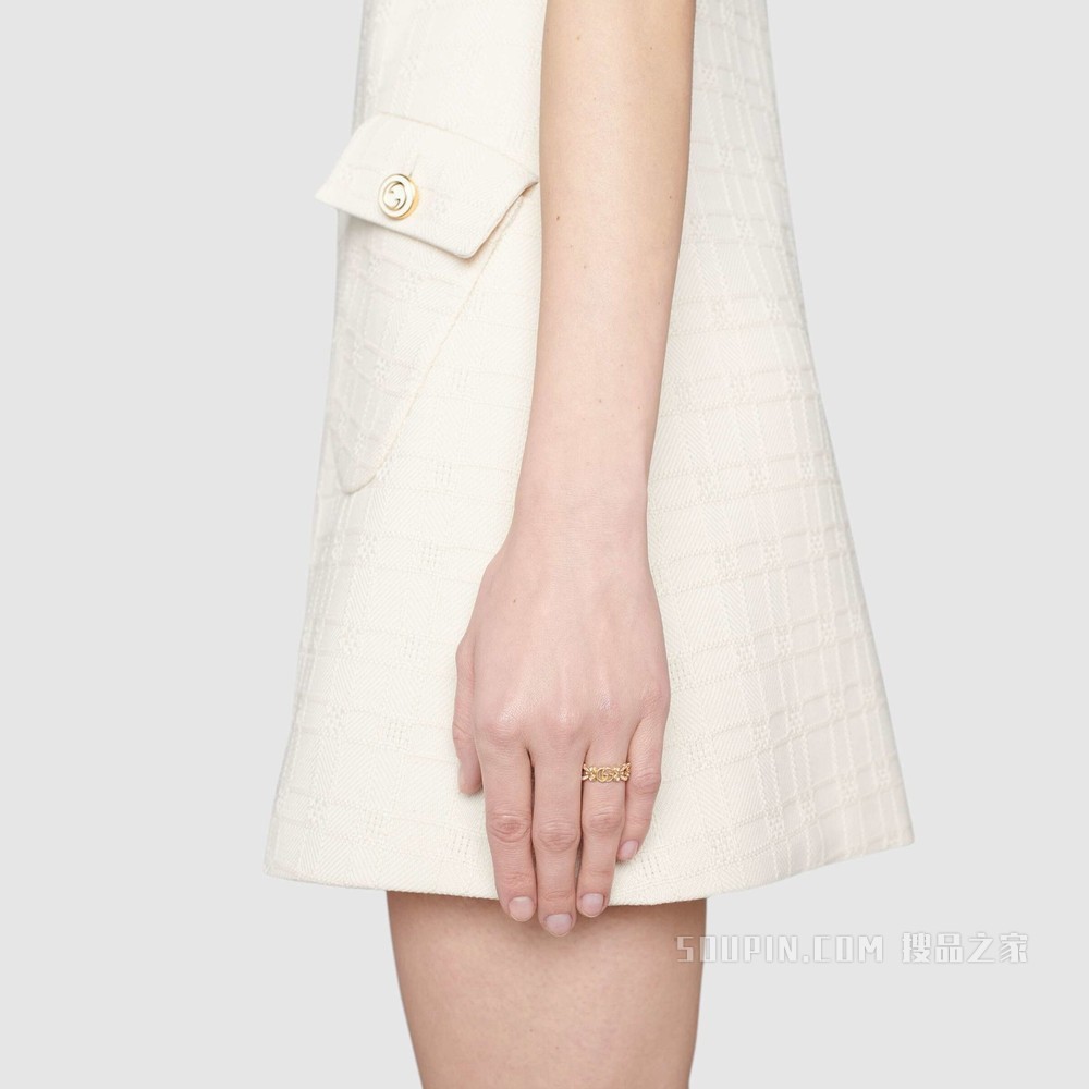 Gucci花卉造型18K黄金钻石戒指 18K黄金