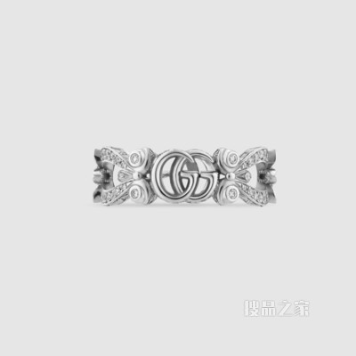 Gucci花卉造型18K白金钻石戒指 18K白金