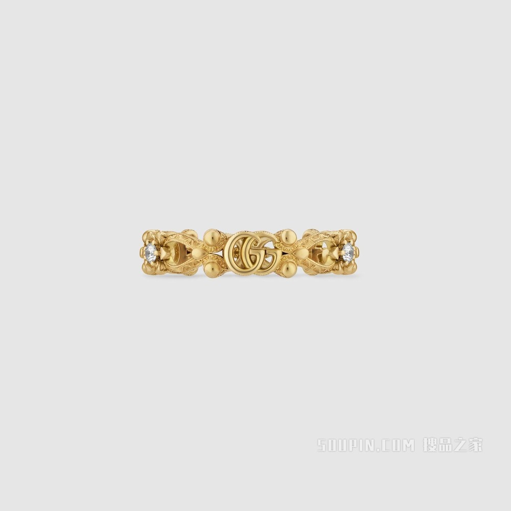 Gucci花卉造型18K黄金钻石戒指 18K黄金