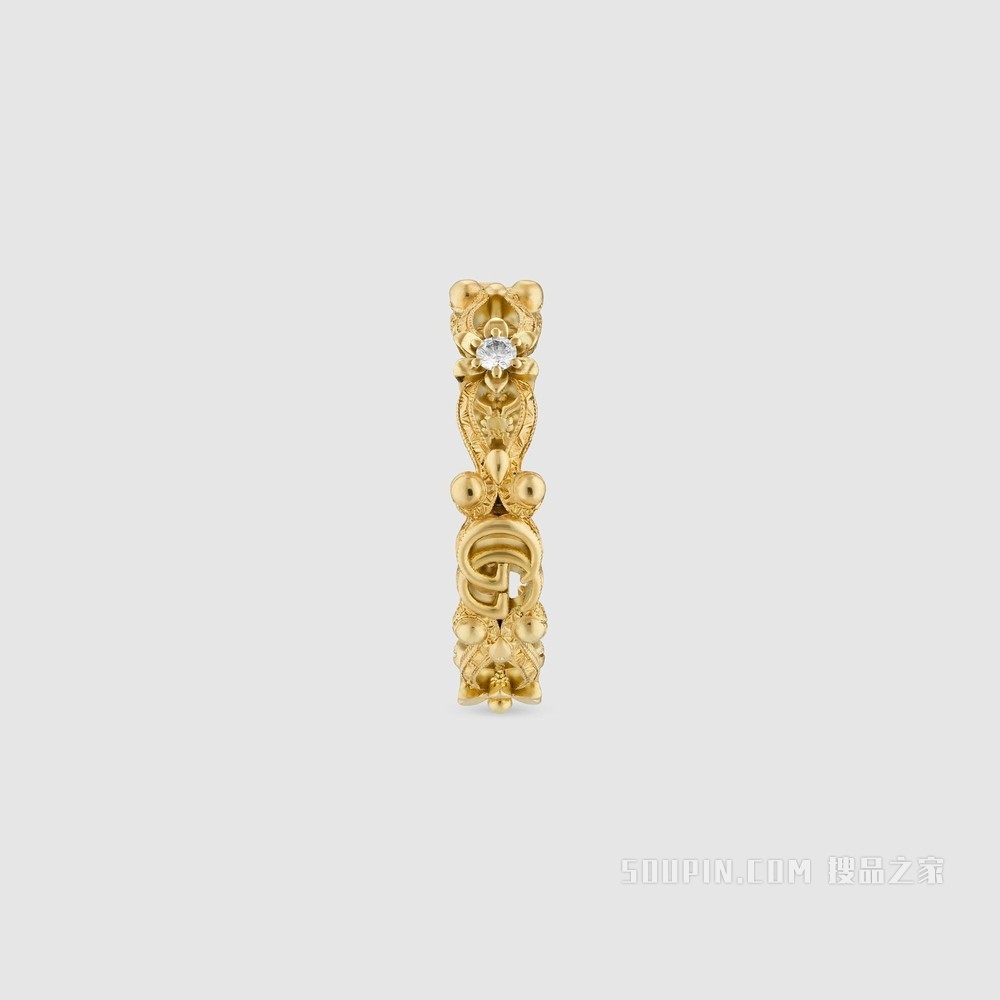 Gucci花卉造型18K黄金钻石戒指 18K黄金