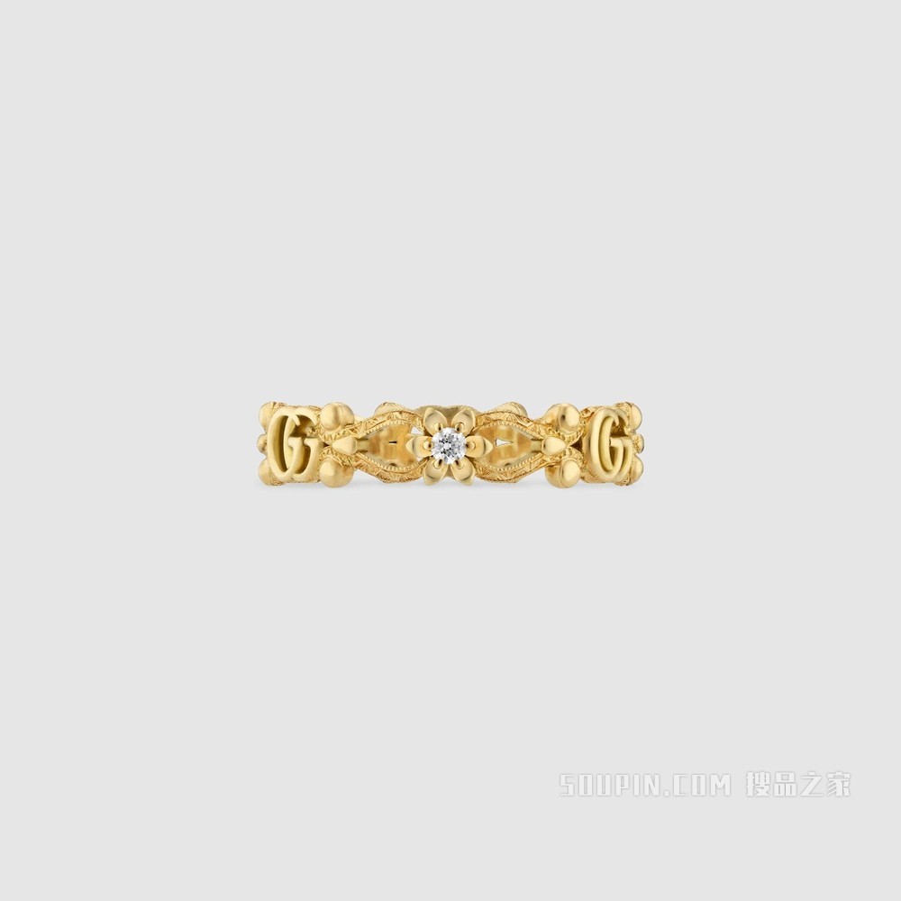Gucci花卉造型18K黄金钻石戒指 18K黄金