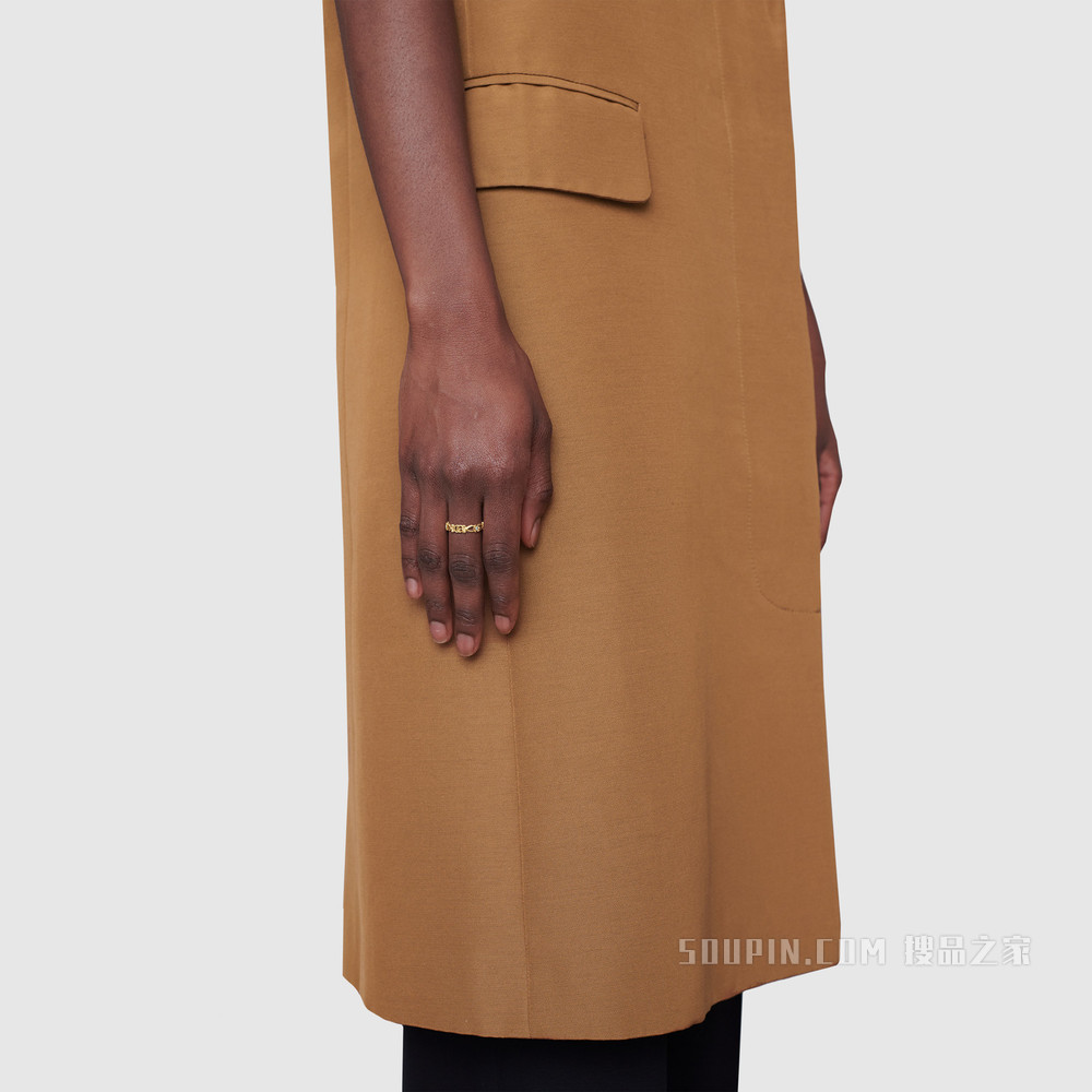 Gucci花卉造型18K黄金钻石戒指 18K黄金