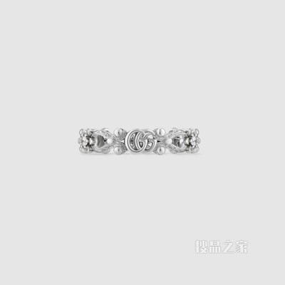 Gucci花卉造型18K白金钻石戒指 18K白金