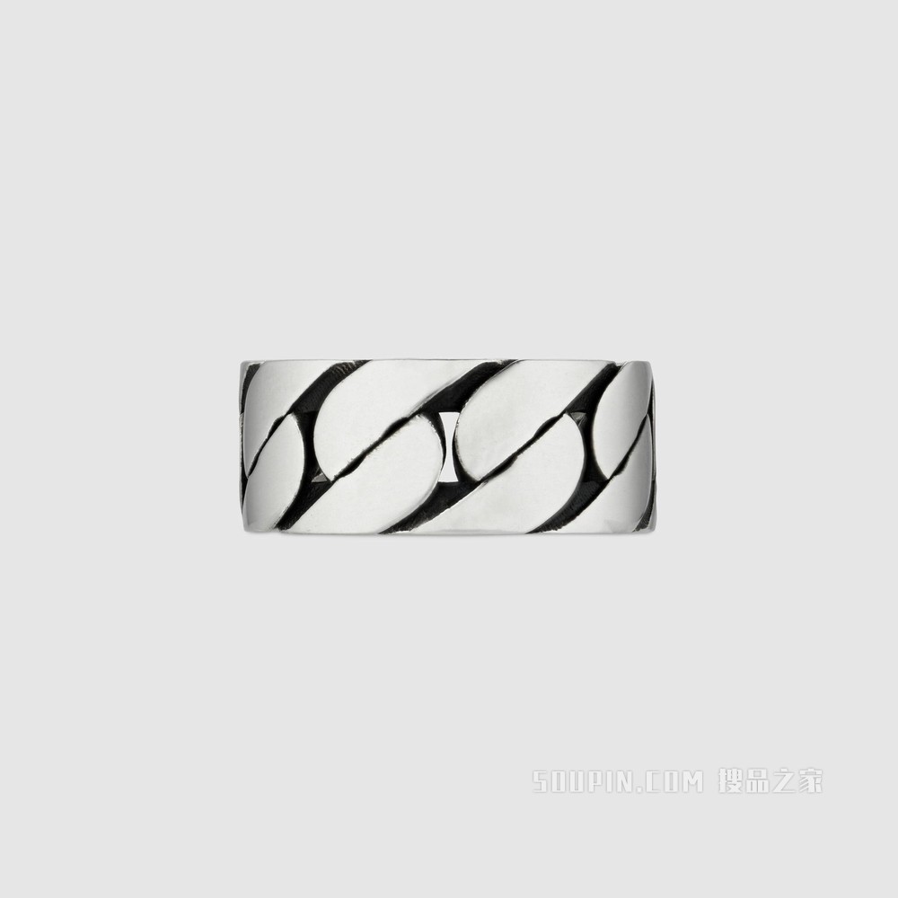 互扣式双G宽版戒指 925纯银