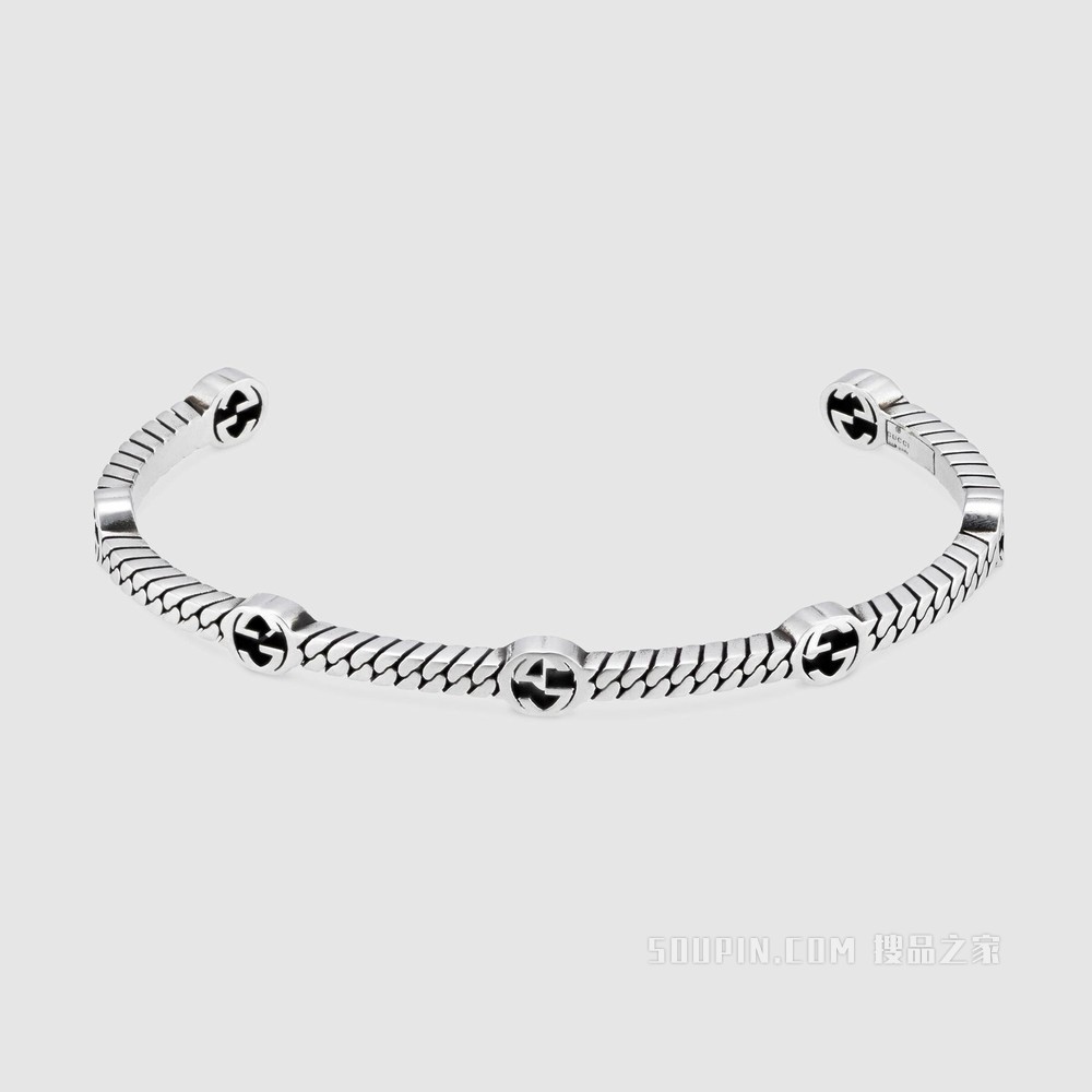 互扣式双G窄版手镯 925纯银