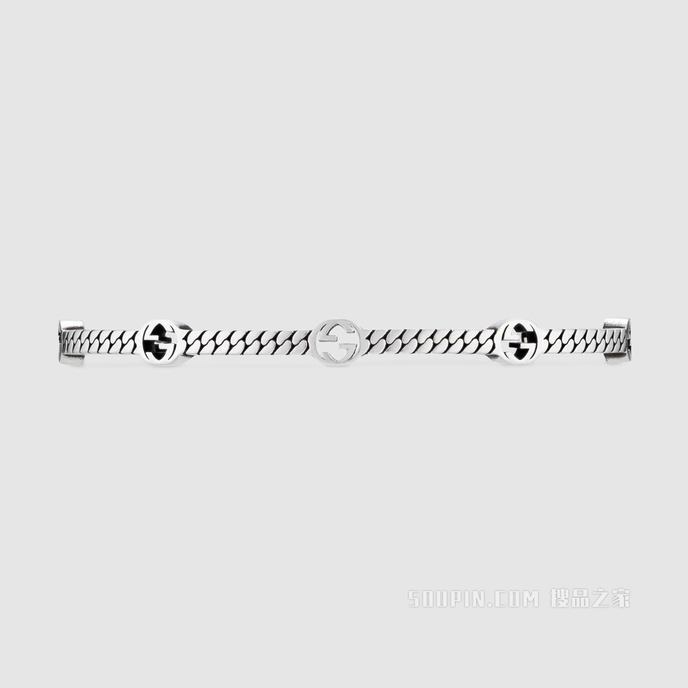 互扣式双G窄版手镯 925纯银