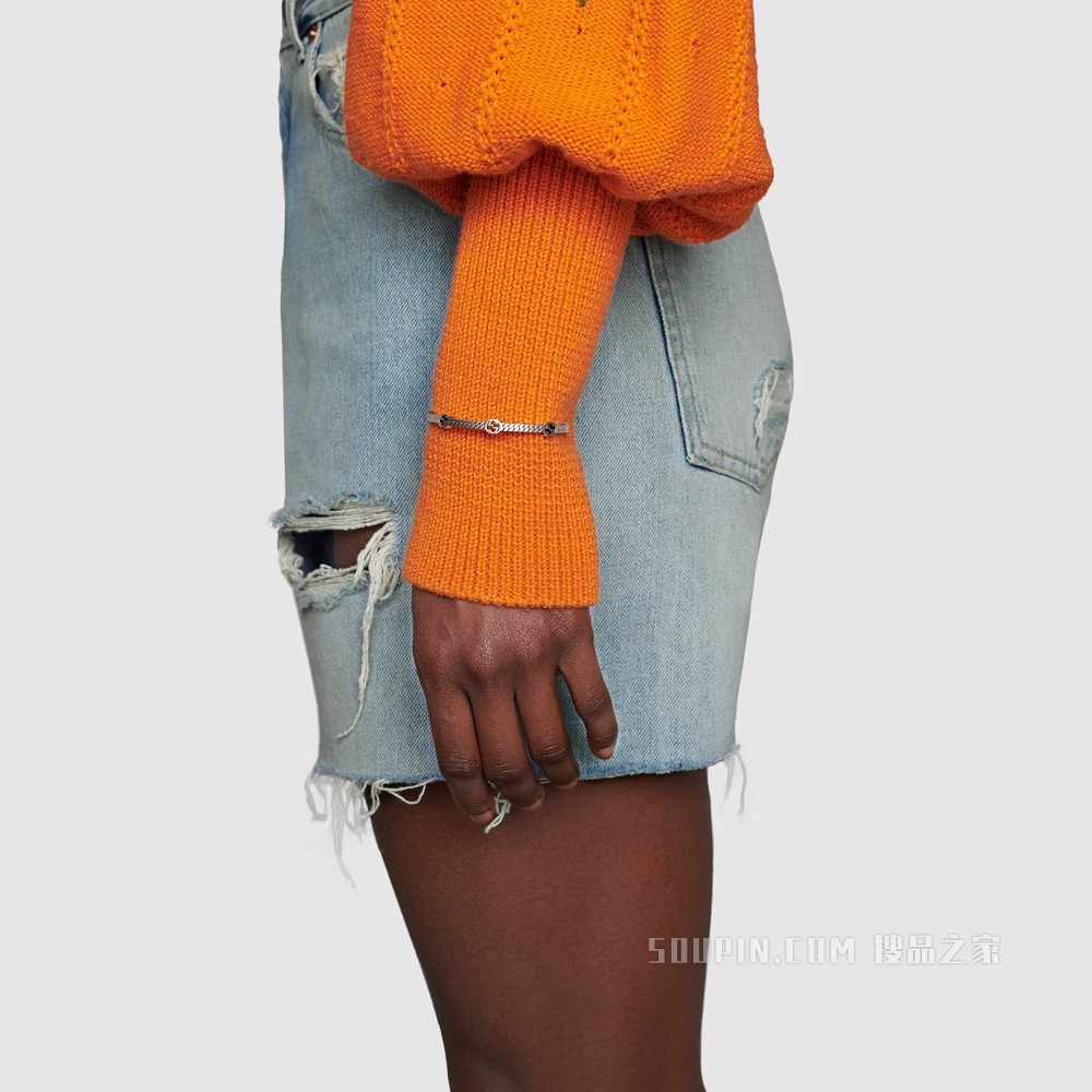 互扣式双G窄版手镯 925纯银