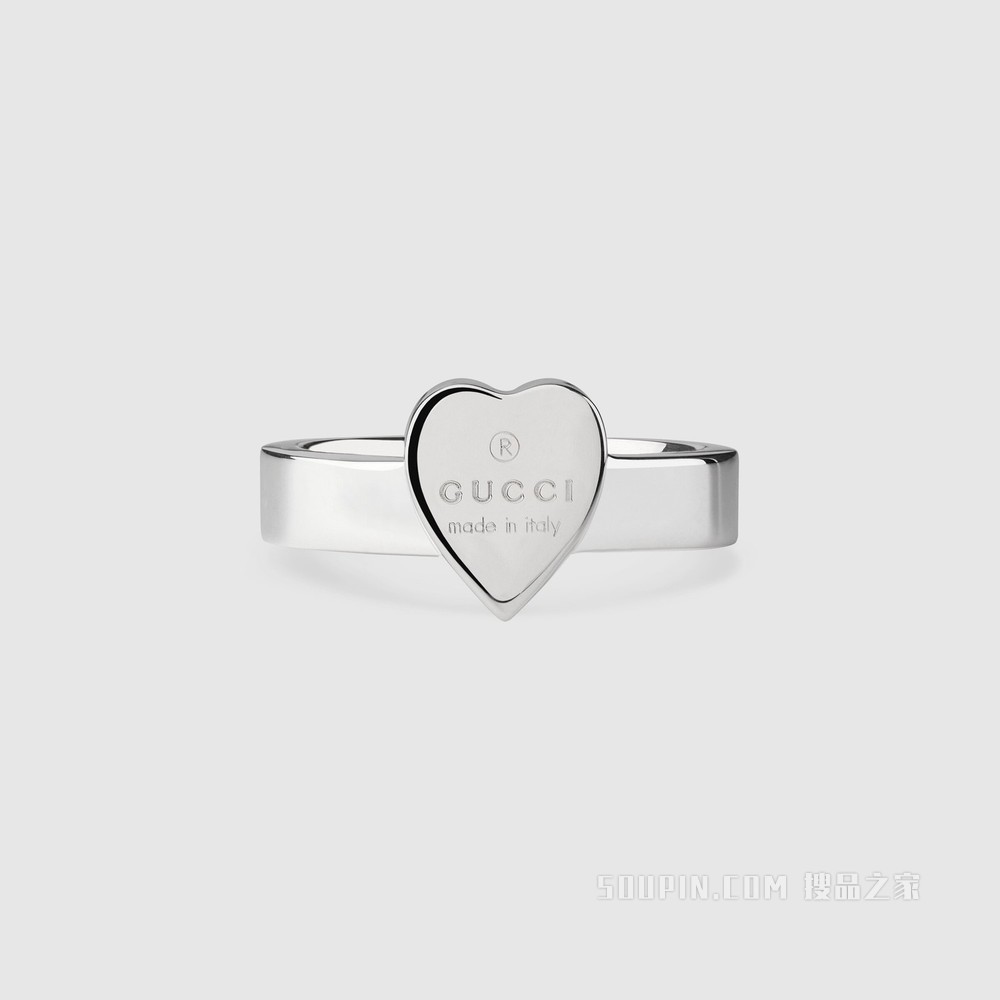 饰Gucci标识心形吊坠戒指 纯银