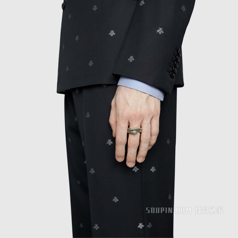 Gucci Garden 系列纯银灵蛇造型戒指 纯银