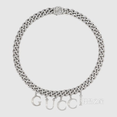 饰手写体GUCCI项链 钯金色调金属